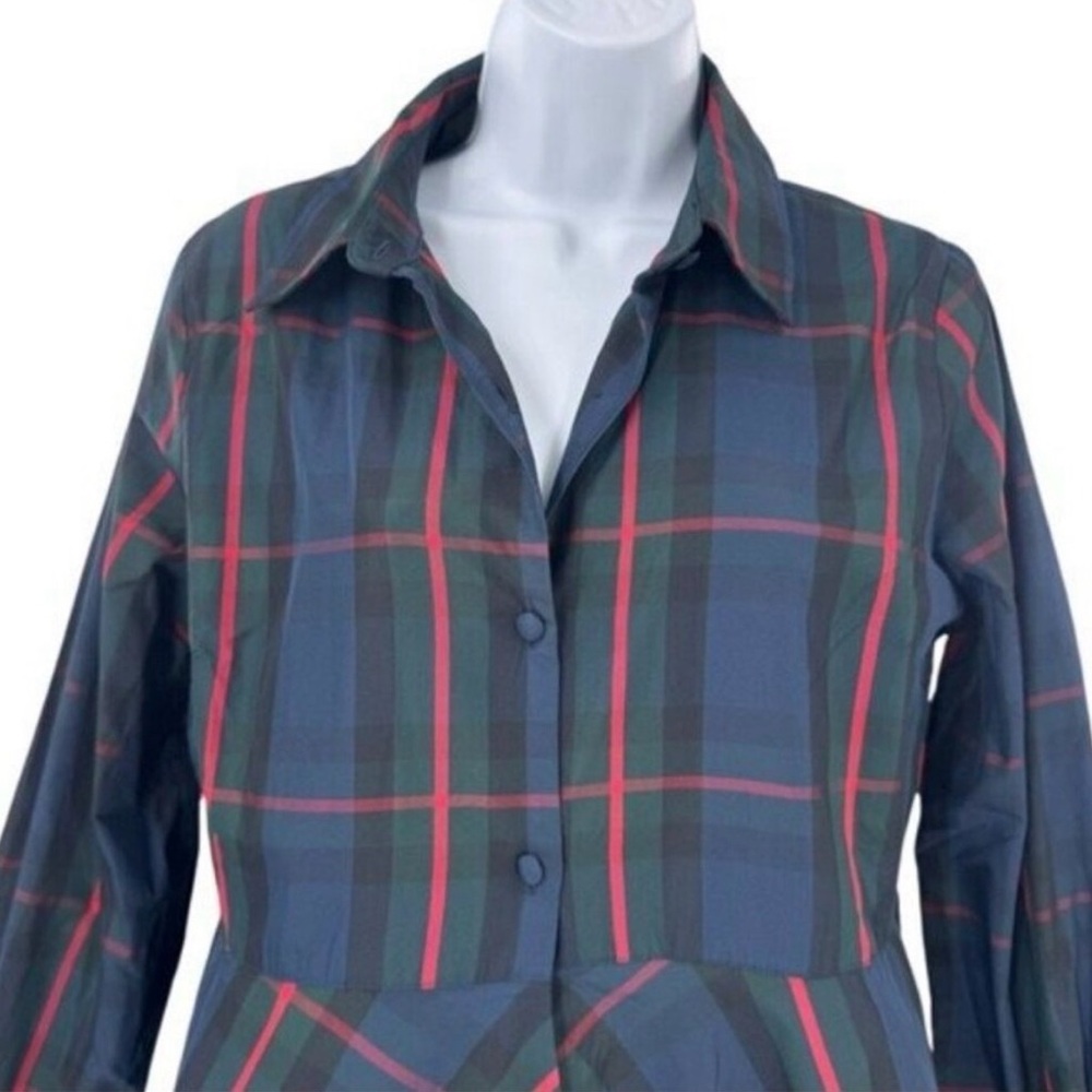 Pomander Place EUC Fraser Navy Plaid Ashlen Long Sleeve Blouse Top Size XL - Picture 3 of 3